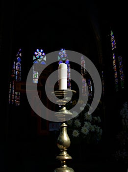 Candle in Gothic Church