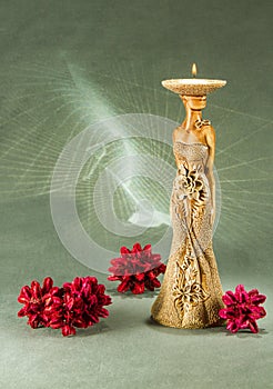 Candle holder bronze sculpture for interior decoration, art object