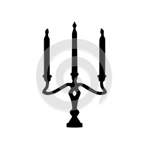Candle holder with candles silhouette on a white background. Vector illustration