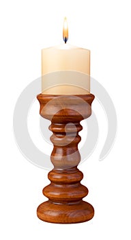 Candle and Holder with Flame isolated