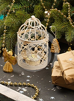 Candle holder under the christmas tree