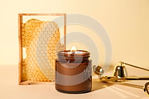 Candle Honey, Honey comb in spa. Stainless Steel Accessory