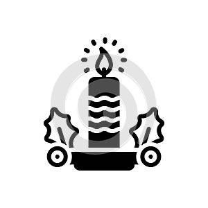 Black solid icon for Candle, beacon and decoration