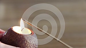 Candle and incense stick, meditation ritual