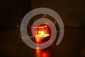 Candle lamps lit during Diwali celebration