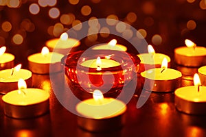 Candle lamps lit during on the Diwali festival
