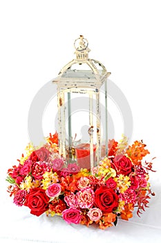 Candle lantern for decorations and bouquet