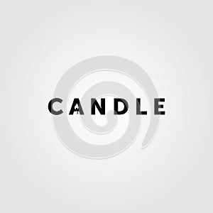 Candle light flame logo negative space in candle letter vector illustration