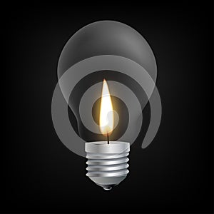 Candle light in Incandescent Light bulb concept photo