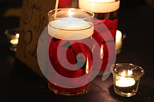 A candle light romantic wedding table decorations