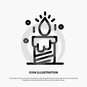 Candle, Light, Wedding, Love Line Icon Vector