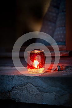 candle light in the winter night