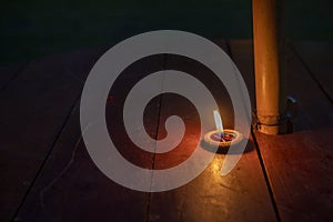 Candle lights in brown darkness for contemplative moments