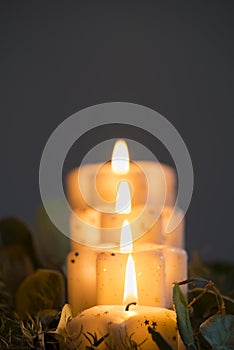 Candle lights in the column