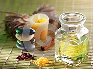 Candle, massage oil and other