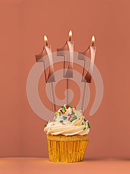 Candle number 111 - Cake birthday in coral fusion background