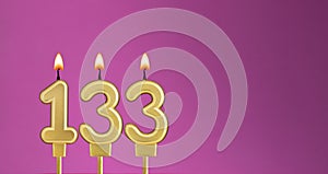 Candle number 133 in purple background - birthday card