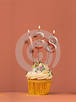 Candle number 138 - Cupcake birthday in coral fusion background