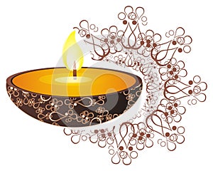 Candle with pattern and fire