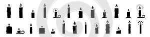 Candle silhouettes. Celebration decoration in flat style