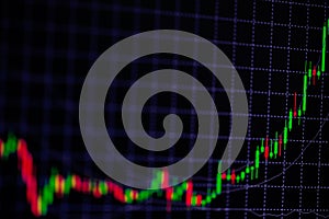 Candle stick graph chart with indicator showing bullish point or