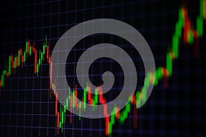 Candle stick graph chart with indicator showing bullish point or