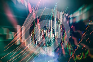 Candle stick graph chart of stock market investment trading. The Forex graph chart on the digital screen