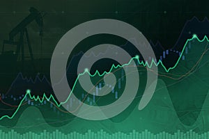 Candle stick green nad red line chart financial chart with downtrend line graph in stock market on red photo