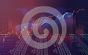 Candle stick of stock market or forex trading in perspective graphic design for financial investment concept