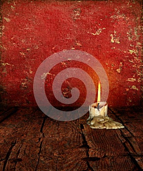 Candle Stub on rustic moody Background