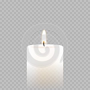 Candle tealight or tea light vector 3D realistic icon burning flame fire