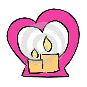 Candle valentines day color cute vector icon