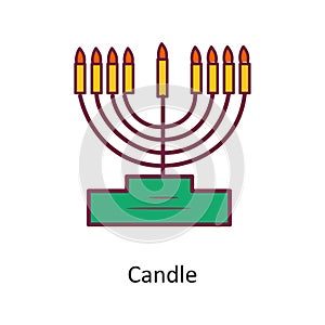 Candle vector Fill outline Icon Design illustration. Holiday Symbol on White background EPS 10 File