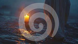 Candlelight ceremony with Holy Fire in Orthodox Easter tradition