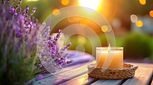 Candlelight and Lavender at Sunset