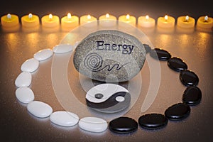 candlelights in zen garden with spirit and relaxation.