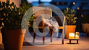 Candlelit Chair on a Summer Terrace