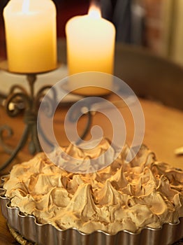 Candlelit meringue pie