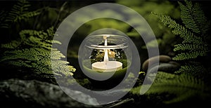 Candlelit Nature\'s Peace in the Biosphere, Made with Generative AI