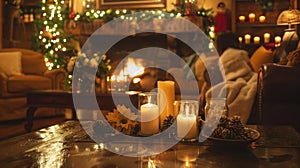 The candlelit space creates a sense of intimacy as if the couple and their loved ones are gathered around a cozy hearth