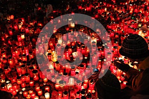 Candles alight in memoriam late Czech president Vaclav Havel