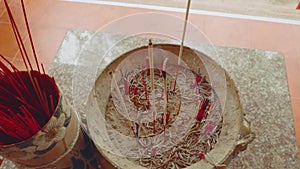 Candles at alter of Buddhish temple Wang Sam Sien