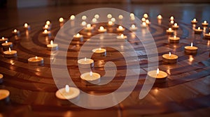 The candles arranged in a circular pattern around the instructors mat serve as a gentle reminder to stay centered and photo