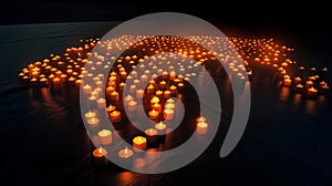 candles arranged in the shape of a world map of the Day for the Remembrance of the Slave Trade and its Abolition photo