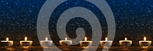 Candles on blue background