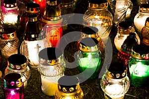 Candles Burning At a Cemetery