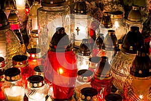 Candles Burning At a Cemetery