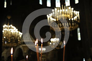 Candles in Cathedral, Sofia, Bulgaria