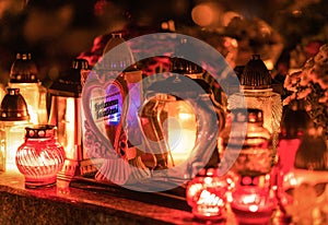 Candles in the cemetery on All Saints' Day