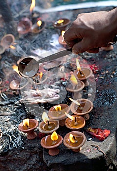 Candles in Dakshinkali Temple in Pharping, Nepal